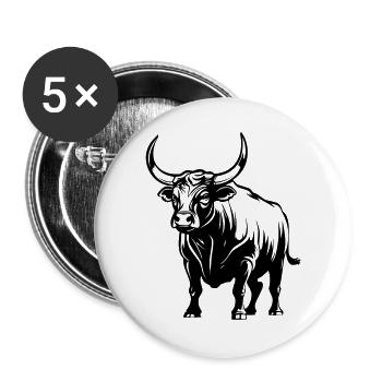 Stier - Buttons groß 56 mm (5er Pack) - Weiß - Vorne