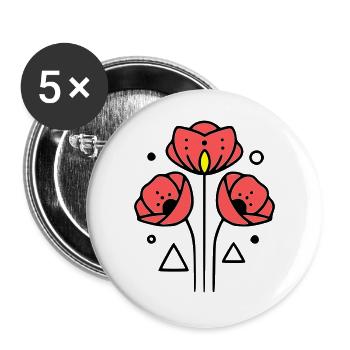 mohnblume-mohnblumen-minimalistisch-line-art-2 - Buttons groß 56 mm (5er Pack) - Weiß - Vorne