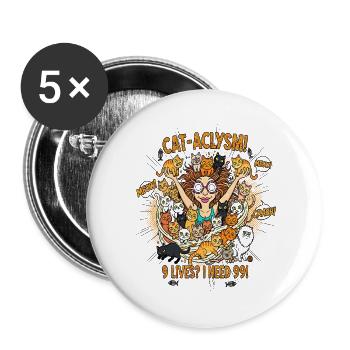 CAT-ACLYSM! 99 Cats Chaos - Comic - Buttons large 2.2''/56 mm (5-pack) - white - Front