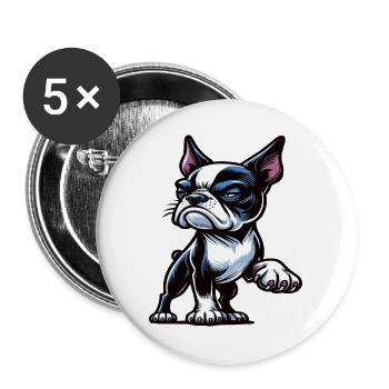 Boston Terrier Boston terrier besitzer Bosti - Buttons groß 56 mm (5er Pack) - Weiß - Vorne