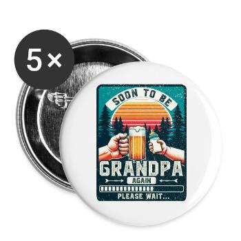 Werdender Opa loading zukünftiger Großvater - Buttons groß 56 mm (5er Pack) - Weiß - Vorne