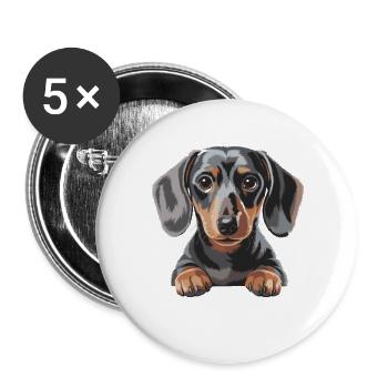 Dachshund Puppy Illustration - Buttons large 2.2''/56 mm (5-pack) - white - Front