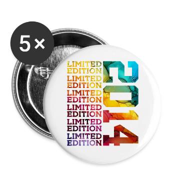 ÉDITION LIMITÉE 2014 12 ANS 12E ANNIVERSAIRE - Lot de 5 grands badges (56 mm) - blanc - Devant