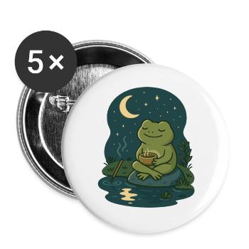 Grenouille au clair de lune – Mindful & Cozy - Lot de 5 grands badges (56 mm) - blanc - Devant