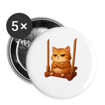 Grim Cat on Swing Cartoon Playground - Buttons large 2.2''/56 mm (5-pack) - white - Front