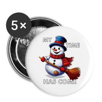SNOWMAN MY TIME HAS COME - Buttons large 2.2''/56 mm (5-pack) - white - Front