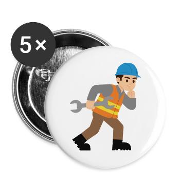 Construction site hero with wrench - Buttons large 2.2''/56 mm (5-pack) - white - Front