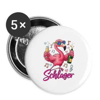Official Schlager Party Crew - Buttons groß 56 mm (5er Pack) - Weiß - Vorne