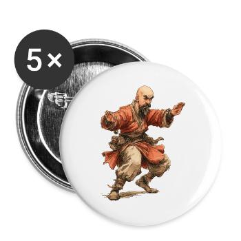 Kungfu Monk - Buttons large 2.2''/56 mm (5-pack) - white - Front