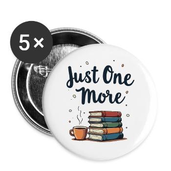 Just One More Reading Books Coffee - Buttons large 2.2''/56 mm (5-pack) - white - Front