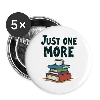 Just One More Reading Books Coffee - Buttons large 2.2''/56 mm (5-pack) - white - Front