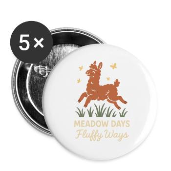 Cottagecore Lama Ästhetisches Süßes Nutztier - Buttons groß 56 mm (5er Pack) - Weiß - Vorne