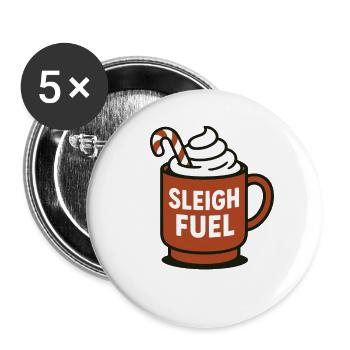 Schlitten Fuel Heiße Schokolade Becher Weihnachtsspaß - Buttons groß 56 mm (5er Pack) - Weiß - Vorne