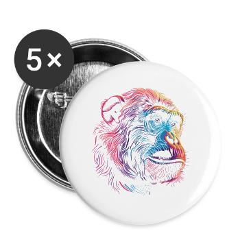 Singe Psychédélique Néon - Lot de 5 grands badges (56 mm) - blanc - Devant