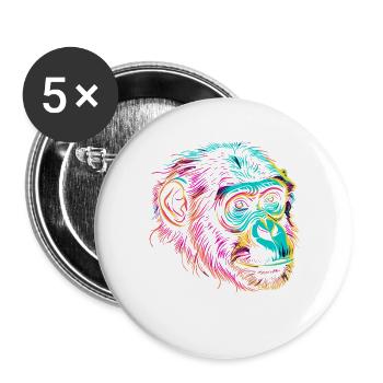 Néon Singe Portrait Couleur Explosion - Lot de 5 grands badges (56 mm) - blanc - Devant