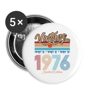 1976 Anniversaire Vintage Limited Edition Cadeau  - Lot de 5 grands badges (56 mm) - blanc - Devant