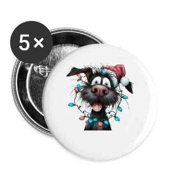 Christmas woofs with fairy lights - Buttons large 2.2''/56 mm (5-pack) - white - Front