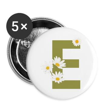 Grüne Gänseblümchen Brief - Buttons groß 56 mm (5er Pack) - Weiß - Vorne