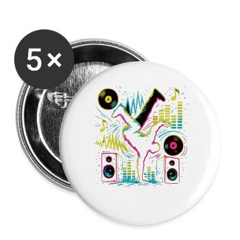 Breakdance Neon Style – Musique & Street Art - Lot de 5 grands badges (56 mm) - blanc - Devant