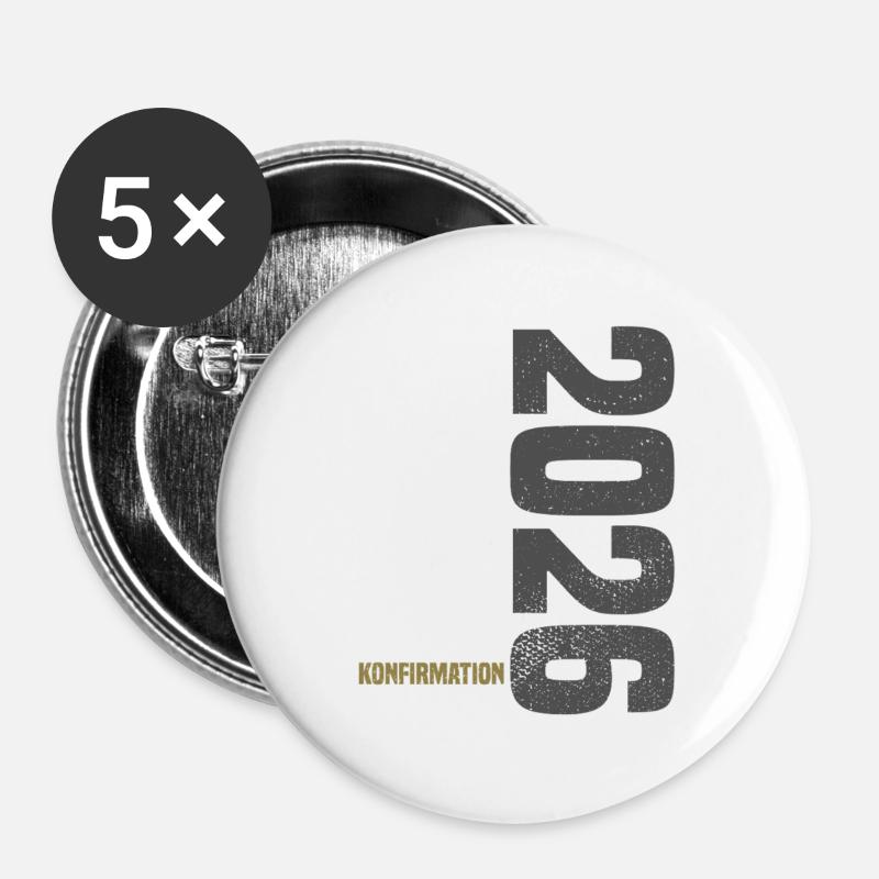 Glückwunsch Konfirmation 2026 - Buttons groß 56 mm (5er Pack) - Weiß