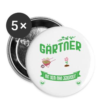 Jardinier Jardinage Jardinage Jardinage Jardinage - Lot de 5 grands badges (56 mm) - blanc - Devant
