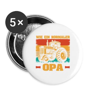 Landwirt Bauernhof Farmer Bauer Opa Großvater Trak - Buttons groß 56 mm (5er Pack) - Weiß - Vorne