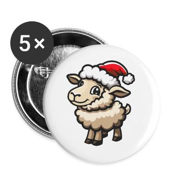 Noël des moutons - Lot de 5 grands badges (56 mm) - blanc - Devant