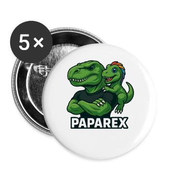 Paparex Dino Dad Shirt Father & Child - Buttons large 2.2''/56 mm (5-pack) - white - Front