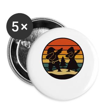 Dabbing Santa Claus & Mrs Claus Retro Shirt - Buttons large 2.2''/56 mm (5-pack) - white - Front