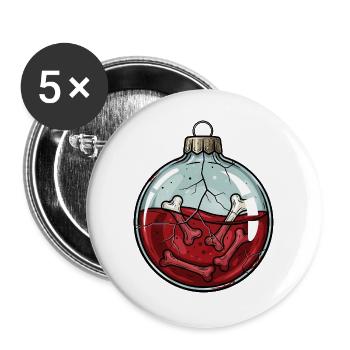 Gruselige Skelett Weihnachtskugel Horror Gothic - Buttons groß 56 mm (5er Pack) - Weiß - Vorne