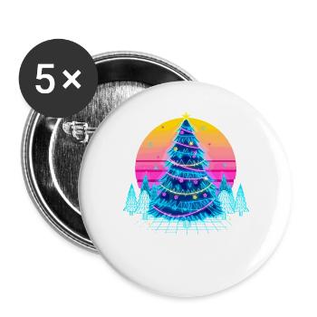 Neon Christmas Tree Sunset - Buttons large 2.2''/56 mm (5-pack) - white - Front