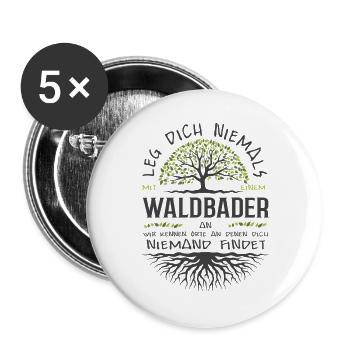 Waldbaden Wald Natur Baum Shinrin-Yoku Geschenk - Buttons groß 56 mm (5er Pack) - Weiß - Vorne