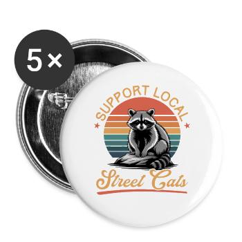 Funny Raccoon - Buttons groß 56 mm (5er Pack) - Weiß - Vorne
