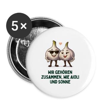Aioli Liebespaar Knoblauch liebe karikatur  - Buttons groß 56 mm (5er Pack) - Weiß - Vorne