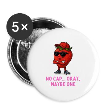 Cool fraise lunettes de soleil casquette caricature - Lot de 5 grands badges (56 mm) - blanc - Devant