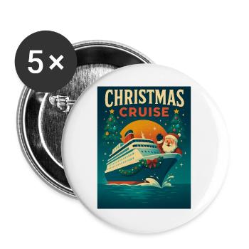 Weihnachtskreuzfahrt - Buttons groß 56 mm (5er Pack) - Weiß - Vorne
