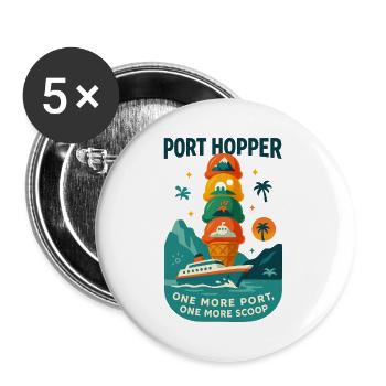 Croisière Scoop à Port Hopper - Lot de 5 grands badges (56 mm) - blanc - Devant
