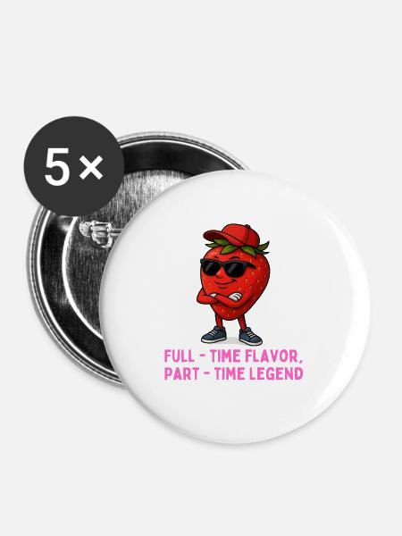 Erdbeere mit Stil Vollzeit Legende - Buttons groß 56 mm (5er Pack) - Weiß