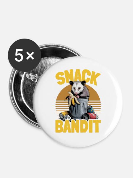 Funny Opossum - Buttons groß 56 mm (5er Pack) - Weiß