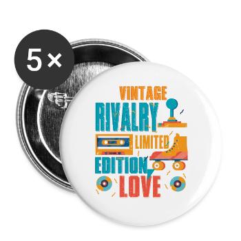 Geschwisterrivalität Bruder Schwester - Buttons groß 56 mm (5er Pack) - Weiß - Vorne