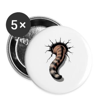 Cat tail looks out of hole funny cat picture - Buttons large 2.2''/56 mm (5-pack) - white - Front