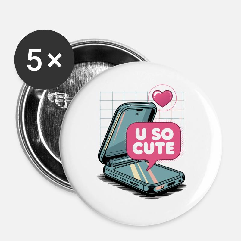 U So Cute Pop Art Cell Phone - Buttons large 2.2''/56 mm (5-pack) - white