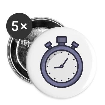 Stoppuhr - Buttons groß 56 mm (5er Pack) - Weiß - Vorne