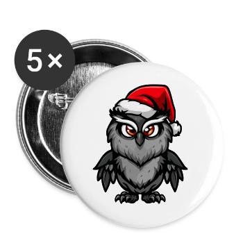 Owl Christmas - Buttons large 2.2''/56 mm (5-pack) - white - Front