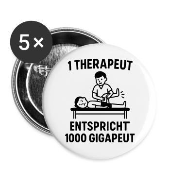 witziger physio spruch therapeut gigapeut - Buttons groß 56 mm (5er Pack) - Weiß - Vorne