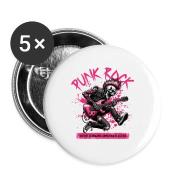 Punk Rock Rebellion Skull Festival Kunst - Buttons groß 56 mm (5er Pack) - Weiß - Vorne