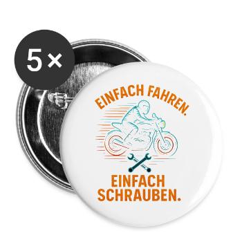 Easy Riding Just Screwing Biker Shirt - Lot de 5 grands badges (56 mm) - blanc - Devant
