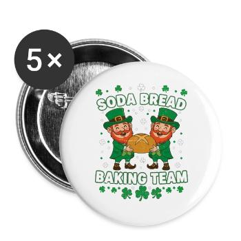 Lustiges Soda Brot Backteam St Patricks - Buttons groß 56 mm (5er Pack) - Weiß - Vorne