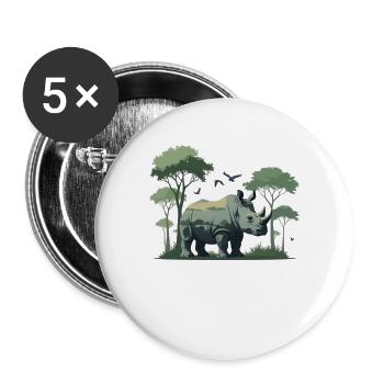 Guardian of the Savannah Rhino Illustration - Buttons large 2.2''/56 mm (5-pack) - white - Front