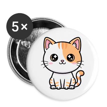 Kawaii Calico Kitty - Buttons large 2.2''/56 mm (5-pack) - white - Front